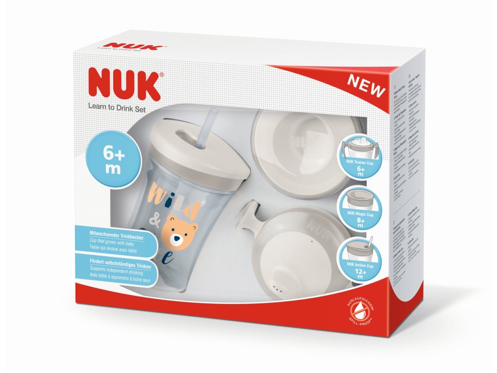 Nuk Learn To Drink Set Πλαστικό για 6m+ Ποτηράκι με Λαβές και Καλαμάκι, 230ml