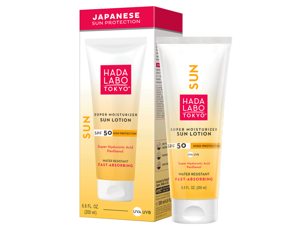 Hada Labo Tokyo Super Moisturizer Sun Lotion SPF50, Λεπτόρρευστο Αντηλιακό Σώματος,  200ml