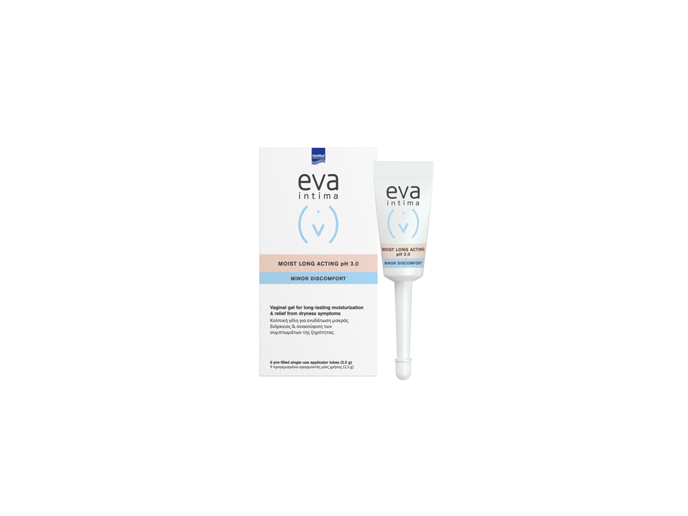 InterMed Eva Intima Moist Long Acting Gel 9 Applicators, Υγραντική Γέλη για την Ανακούφιση της Ξηρότητας του Κόλπου