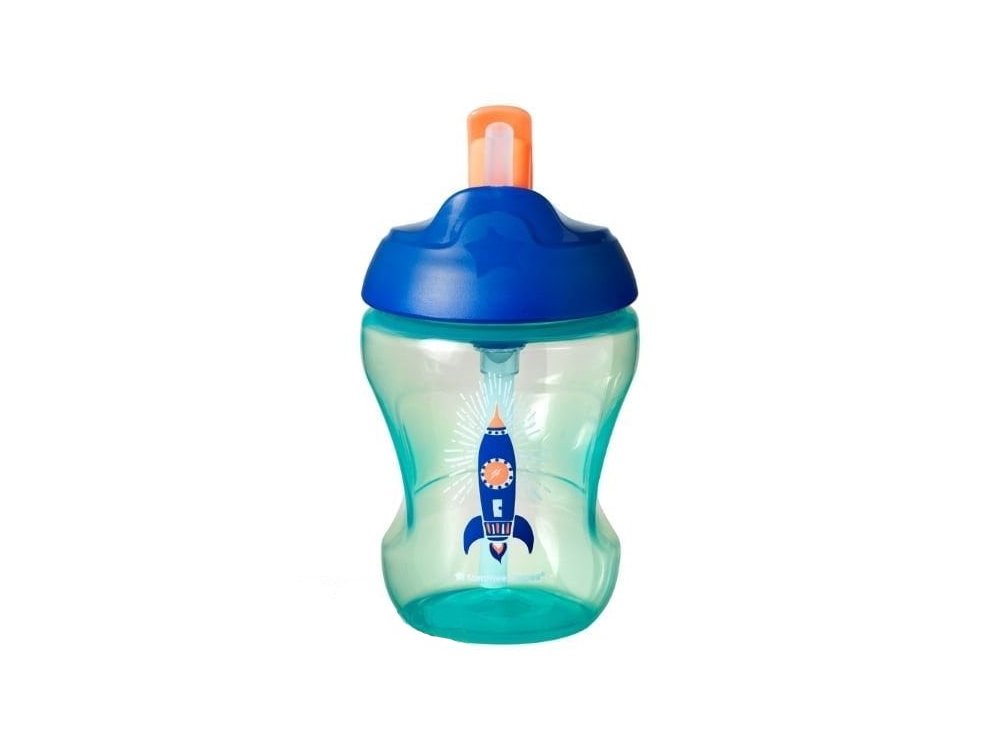 Tommee Tippee Εκπαιδευτικό Κύπελλο με Μαλακό Καλαμάκι Boy Train Straw Cup για Αγόρι 7+Μηνών, 230ml