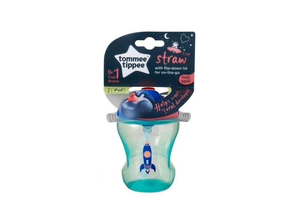 Tommee Tippee Εκπαιδευτικό Κύπελλο με Μαλακό Καλαμάκι Boy Train Straw Cup για Αγόρι 7+Μηνών, 230ml