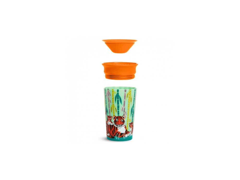 Munchkin Miracle 360° Sippy Cup 12m+ Rhino & Tiger, Εκπαιδευτικό Κύπελλο-Ποτήρι με καπάκι, 266ml, 2τμχ