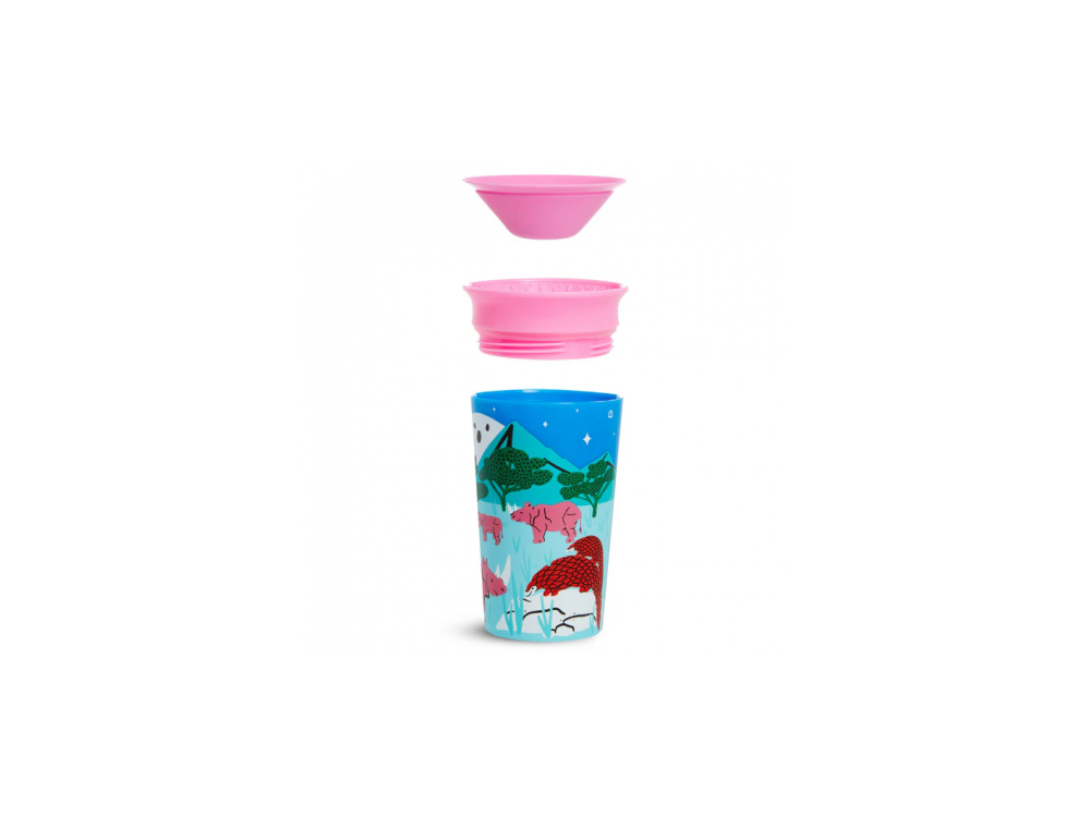 Munchkin Miracle 360° Sippy Cup 12m+ Rhino & Tiger, Εκπαιδευτικό Κύπελλο-Ποτήρι με καπάκι, 266ml, 2τμχ