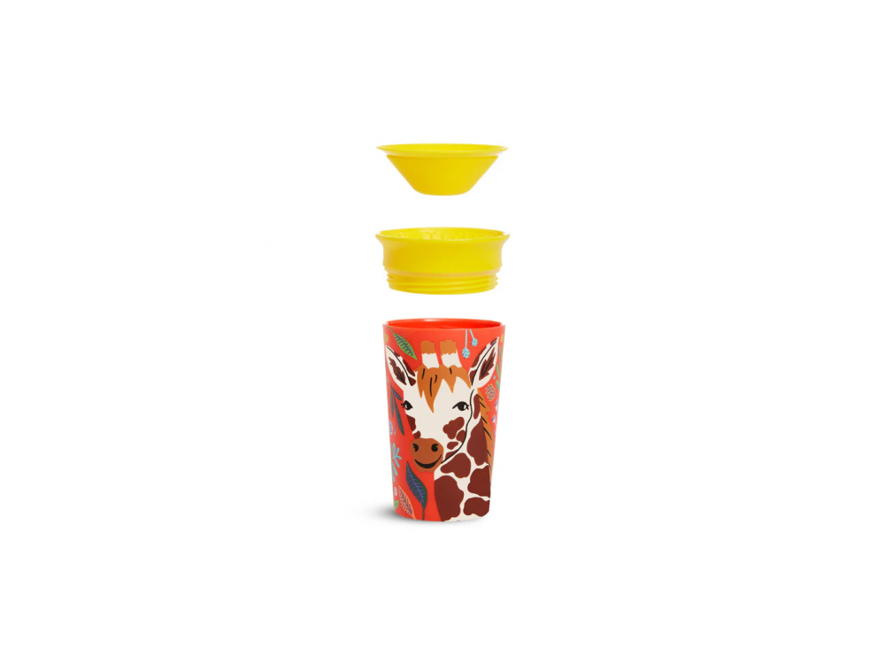 Munchkin Miracle 360° Sippy Cup 12m+ Giraffe, Εκπαιδευτικό Κύπελλο-Ποτήρι με καπάκι, 266ml