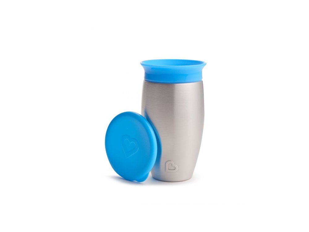 Munchkin Blue Stainless Steel Miracle 360 Trainer Cup 12m+, Εκπαιδευτικό ποτήρι Ανοξείδωτο Μπλέ, 296ml