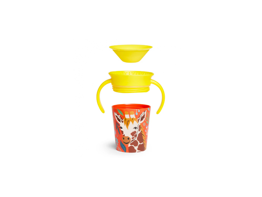 Munchkin Miracle 360° Sippy Cup 12m+ Giraffe, Εκπαιδευτικό Κύπελλο-Ποτήρι με καπάκι, 177ml