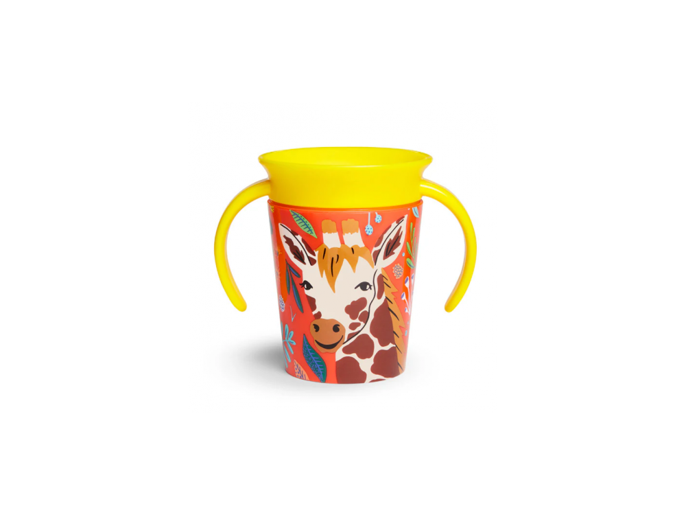 Munchkin Miracle 360° Sippy Cup 12m+ Giraffe, Εκπαιδευτικό Κύπελλο-Ποτήρι με καπάκι, 177ml