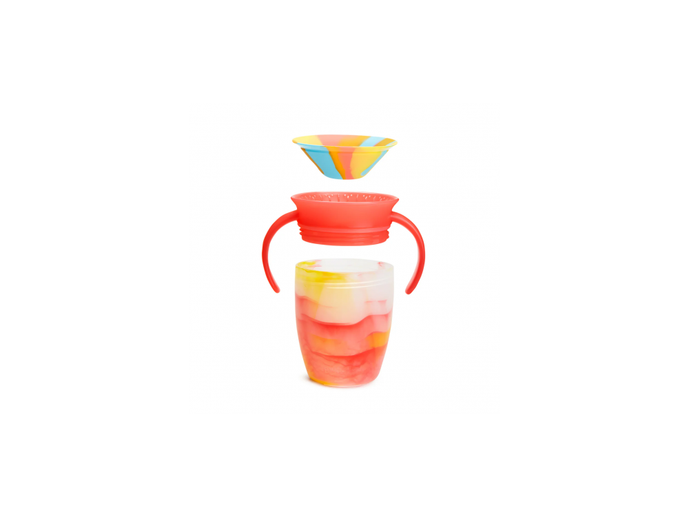 Munchkin Miracle 360 Trainer Cup Tropical Swirl, Εκπαιδευτικό Ποτήρι, 6m+, Χρώμα Κόκκινο, 207ml