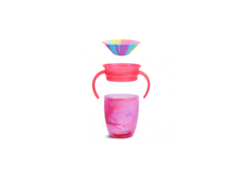 Munchkin Miracle 360 Trainer Cup Tropical Swirl, Εκπαιδευτικό Ποτήρι, 6m+, Χρώμα Ρόζ, 207ml