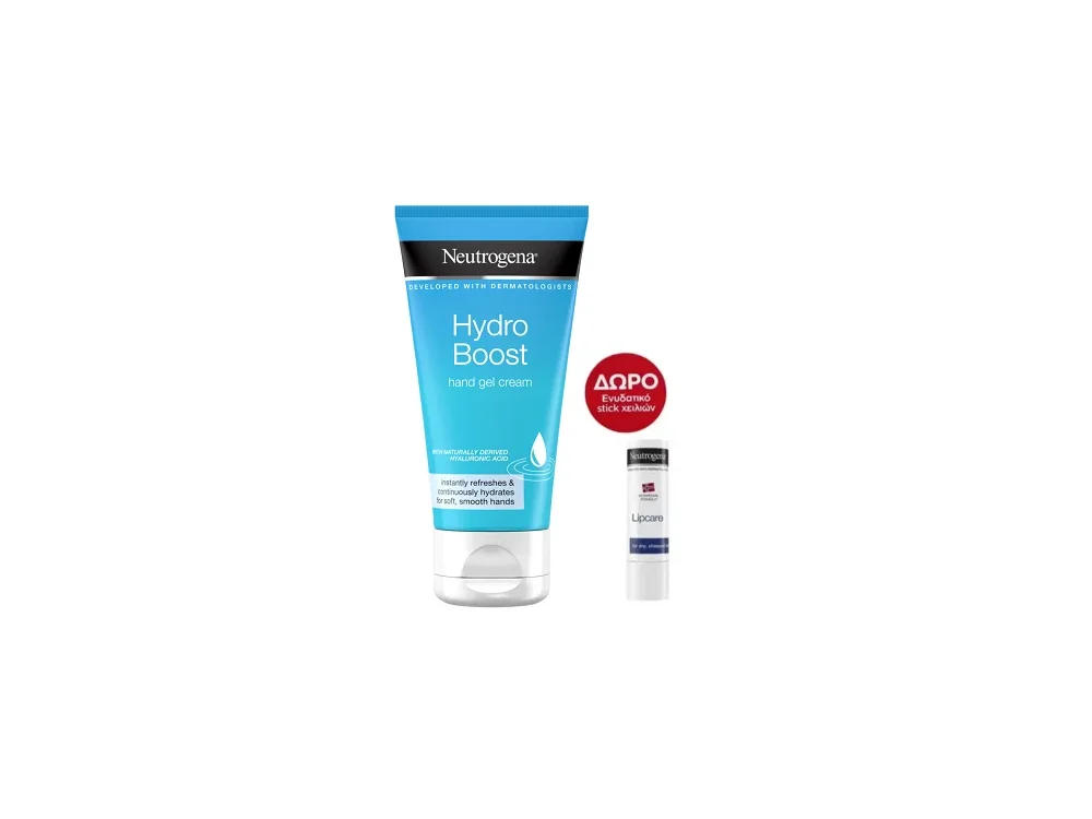 Neutrogena Promo Box Hydro Boost Hand Gel Cream Κρέμα/Τζελ Χεριών με Υαλουρονικό 75ml & ΔΩΡΟ Lipcare Ενυδατικό Lip Balm Χειλιών 4.8g, 1σετ