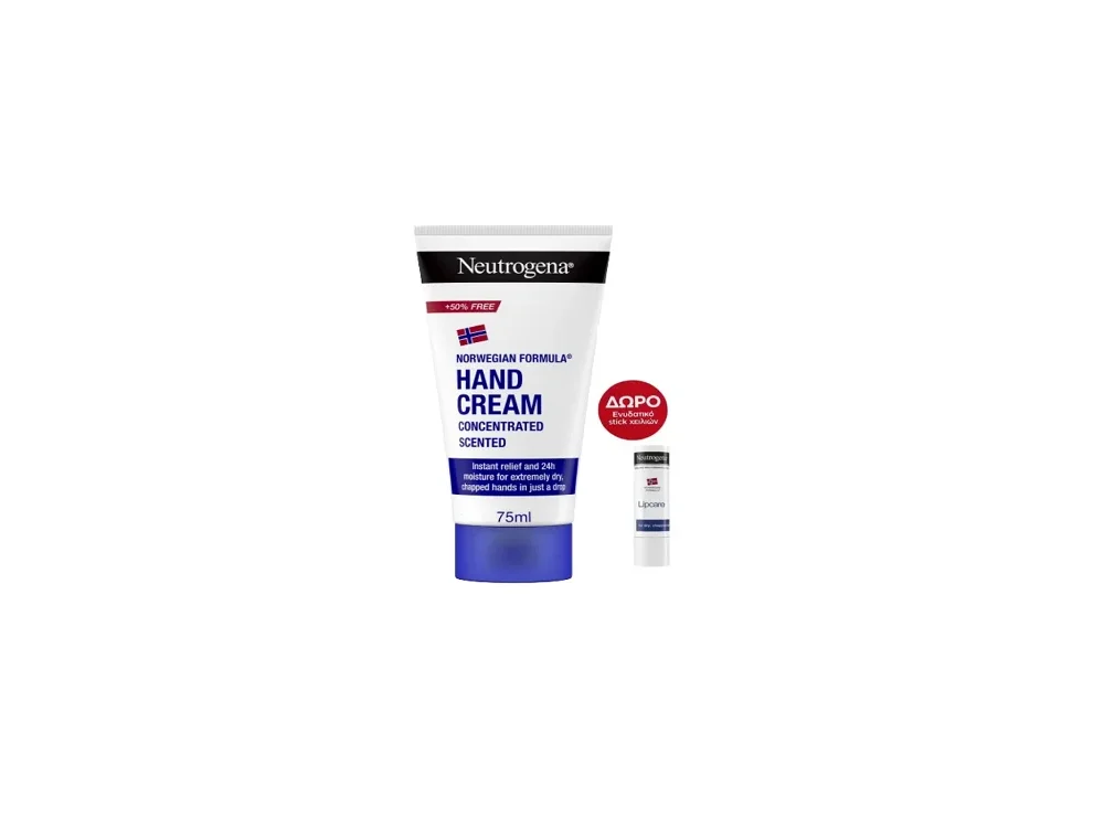 Neutrogena Promo Box Hand Cream Scented Κρέμα Χεριών με Άρωμα, 75ml & ΔΩΡΟ Lipcare Ενυδατικό Lip Balm Χειλιών, 4.8g, 1σετ