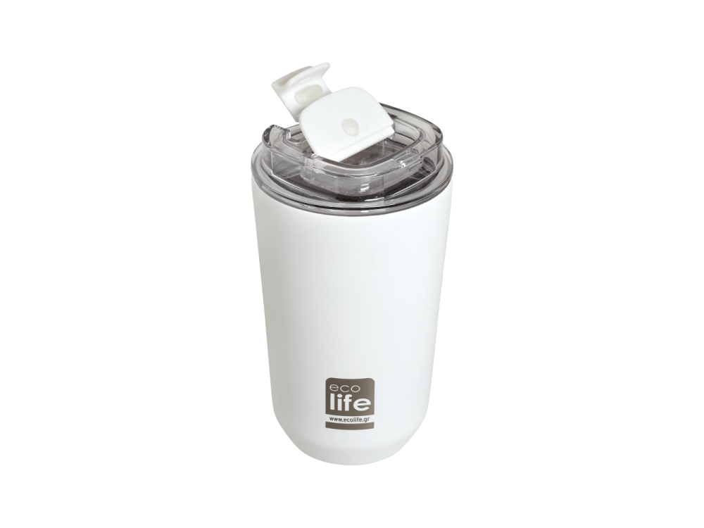 Eco Life Pure White Coffee Thermos, Ποτήρι Θερμός, 360ml