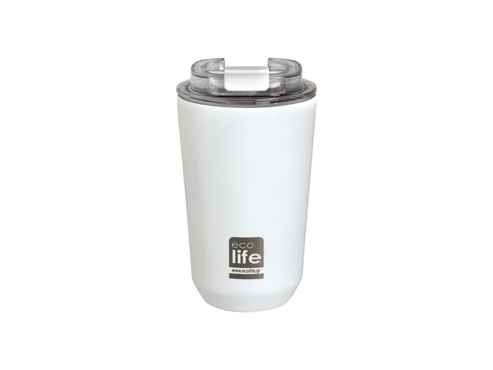 Eco Life Pure White Coffee Thermos, Ποτήρι Θερμός, 360ml