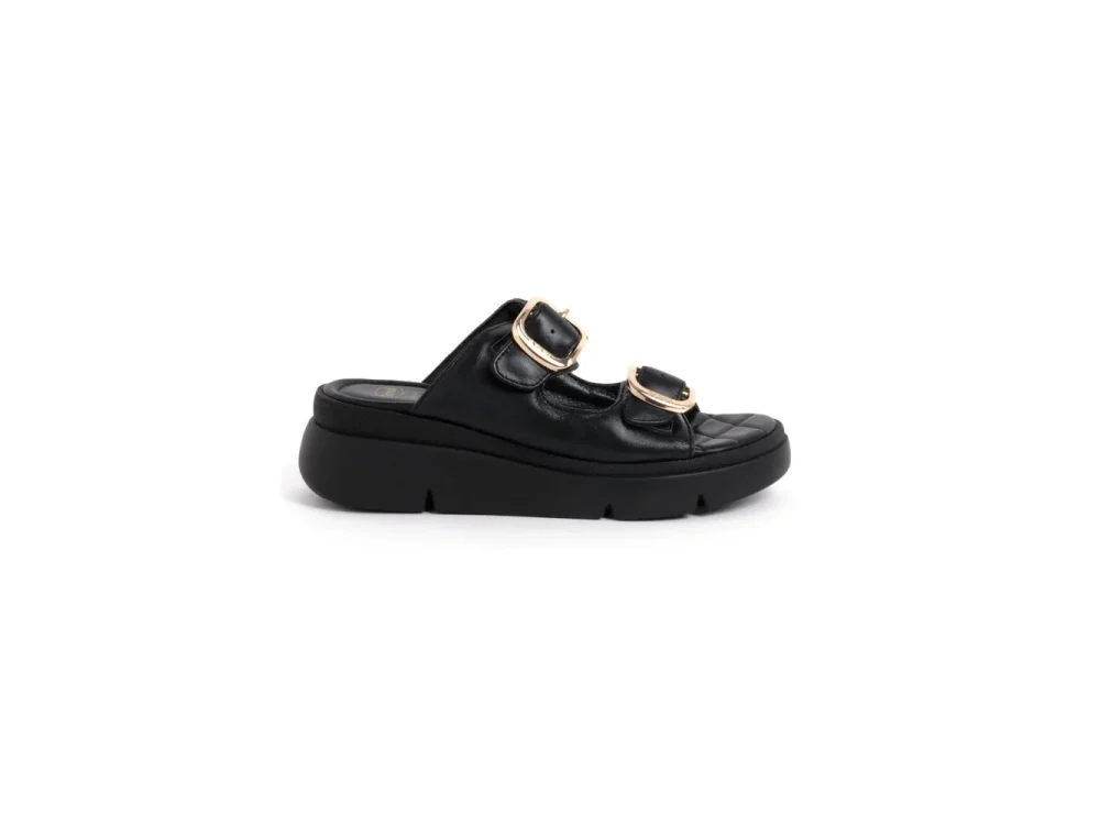 Scholl Bali Buckle Black Δερμάτινα Ανατομικά Σανδάλια, No41