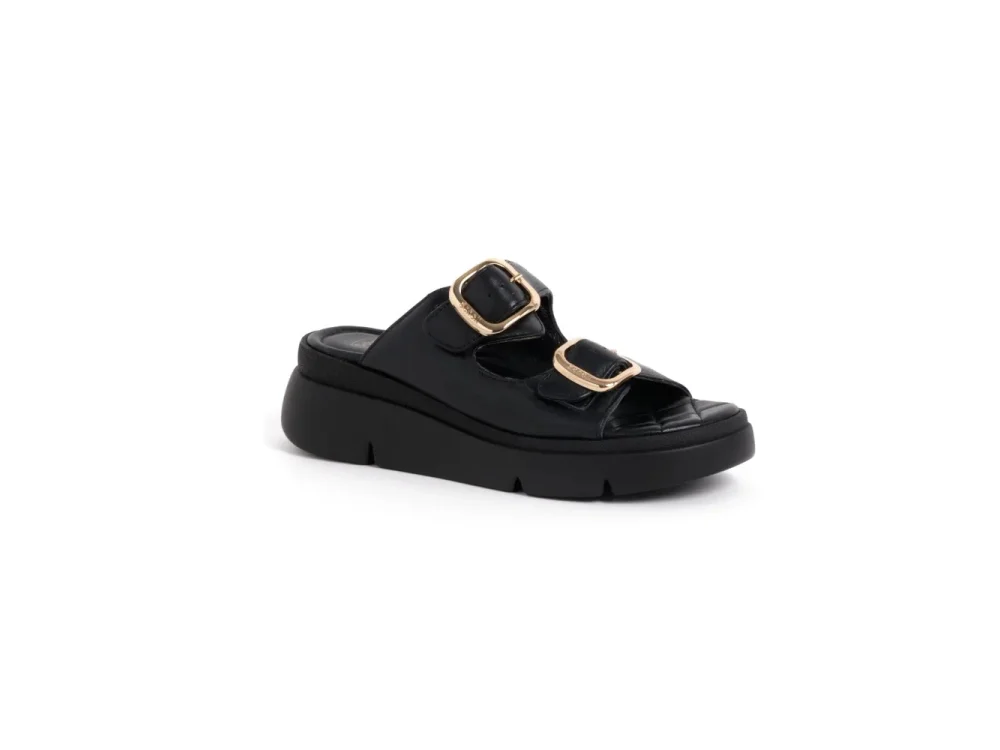 Scholl Bali Buckle Black Δερμάτινα Ανατομικά Σανδάλια, No41