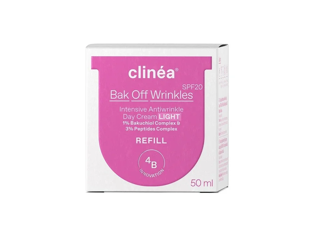 Clinea Bak Off Wrinkles Light Spf20 Refill, Αντιγηραντική Κρέμα Ημέρας Ελαφριάς Υφής, 50ml