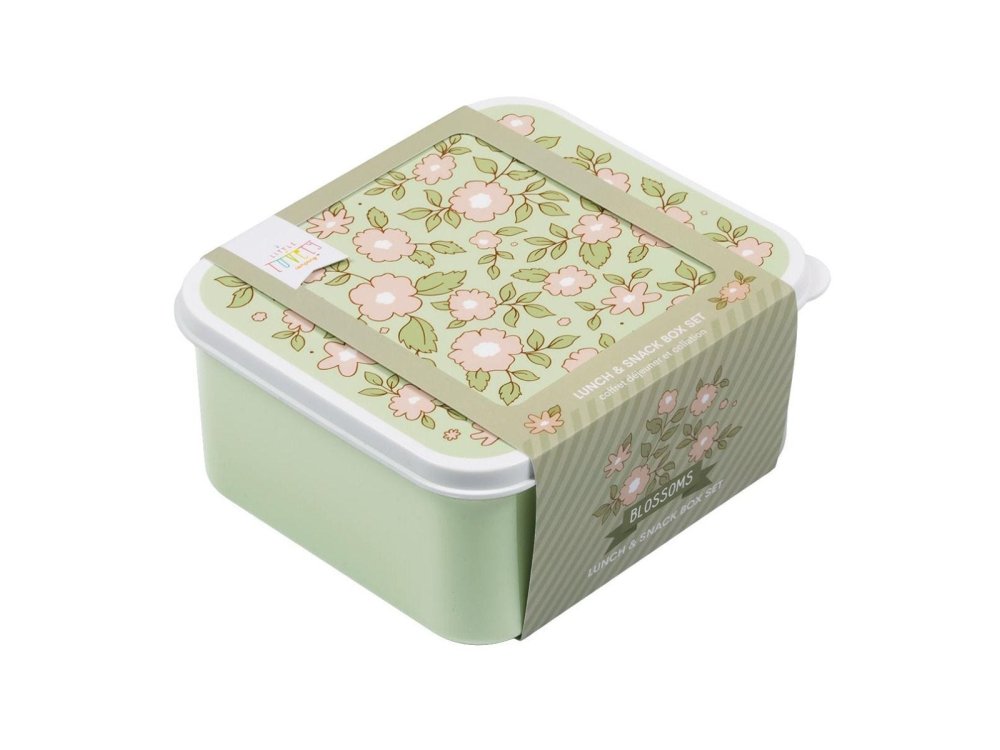 A Little Lovely, δοχεία φαγητού Lunch Box & Snack Box Blossoms, Σετ 4τμχ