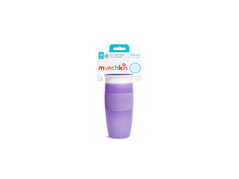 Munchkin Miracle 360° Purple Sippy Cup, Εκπαιδευτικό Ποτήρι, Μώβ, 414ml, 1τμχ