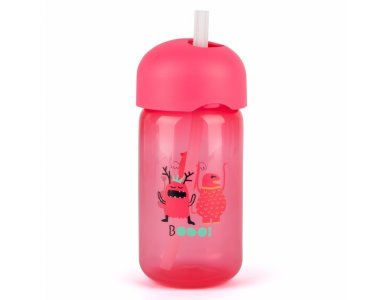 Suavinex Παγούρι με Καλαμάκι Σιλικόνης Pink Booo! Trainer Cup 340ml