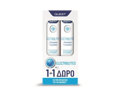 Quest Once A Day Electrolytes 1+1 Δώρο με Γεύση Lemon Lime, 20 αναβράζοντα δισκία