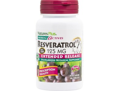 Nature's Plus Herbal Actives Resveratrol 125mg, Μοναδική Φόρμουλα Ρεσβερατρόλης, 60tabs