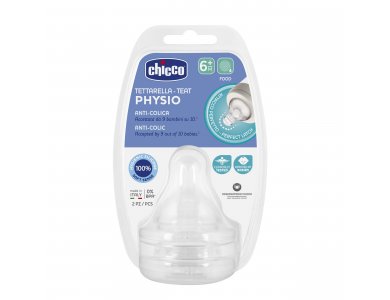 Chicco Physio Teat Anti-Colic, Θηλή Σιλικόνης P5 Ροή Φαγητού, 6m+, 2τμχ