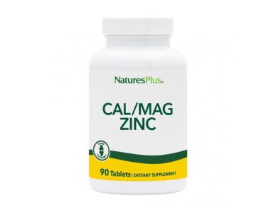 Natures Plus Cal/Mag/Zinc, Διατροφική Φόρμουλα με Ασβέστιο, Μαγνήσιο & Ψευδάργυρο, 90tabs