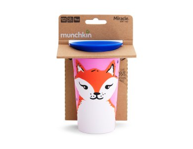 Munchkin Miracle 360° Sippy Cup 12m+ Fox, Εκπαιδευτικό Κύπελλο-Ποτήρι με καπάκι, 266ml