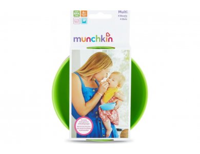 Munchkin 4 Plastic Modern Bowls 6m+, Πολύχρωμα Μπολ, 4τμχ