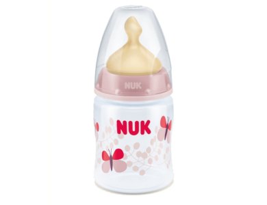 Nuk First Choice+, Πλαστικό Μπιμπερό με Θηλή Καουτσούκ, Μεσαίας Οπής, από 0-6m, 150ml