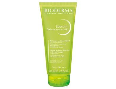 Bioderma Sebium Gel Moussant Actif Intense Purifying Cleansing Active Foaming Gel Αφρίζον Τζελ Καθαρισμού Ιδανικό για Μεικτές & Λιπαρές Επιδερμίδες με Τάση Ακμής, 200ml