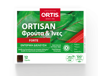 Ortis Ortisan Forte Φρούτα και Ίνες Συμπλήρωμα Διατροφής Για Εντερική Διέλευση 12cubes