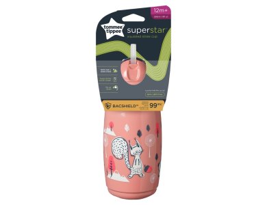 Tommee Tippee Κύπελλο-Παγούρι Ισοθερμικό με καλαμάκι, 12m+ Ροζ, 266ml