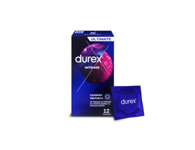 Durex Προφυλακτικά με Κουκίδες, Ραβδώσεις & Διεγερτικό Τζελ Intense Κανονική Εφαρμογή, 12τμχ