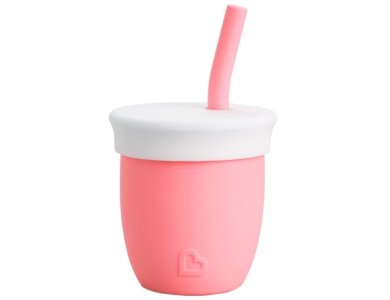 Munchkin C'est Silicone Training Cup with Straw, Εκπαιδευτικό Ποτήρι, Χρώμα Ανοιχτό Ρόζ, 6m+, 118ml