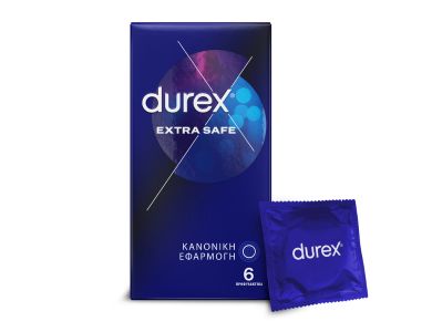 Durex Extra Safe, Προφυλακτικά με Ελαφρώς Παχύτερα Τοιχώματα για Απόλυτη Ασφάλεια, 6τμχ