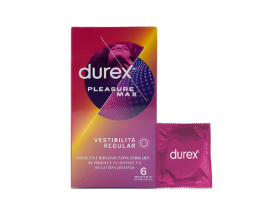 Durex Pleasuremax, Προφυλακτικά Με Κουκίδες & Ραβδώσεις, 6τμχ