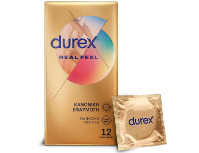 Durex RealFeel, Προφυλακτικά από Προηγμένο Υλικό για πιο Φυσική Αίσθηση Κατά την Επαφή, 12τμχ