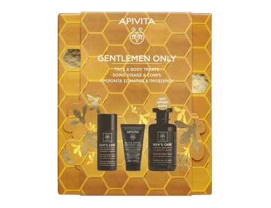 Apivita Gentlemen Only Promo Men's Care Face & Eye Cream Κρέμα για Πρόσωπο & Μάτια, 50ml, Men's Care Black Detox Cleansing Jelly Gel Καθαρισμού για Πρόσωπο & Μάτια, 50ml & Δώρο Men's Care Hair & Body Wash Σαμπουάν - Αφρόλουτρο, 250ml, 1σετ