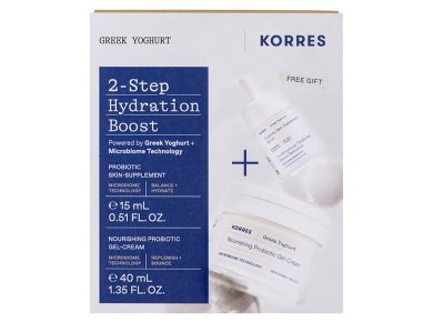 Korres Greek Yoghurt 2-Step Hydration Boost Promo Nourishing Probiotic Gel-Cream Ενυδατική Κρέμα-Gel με Προβιοτικά, 40ml & Δώρο Probiotic Skin-Supplement Serum Ενυδατικός Ορός με Προβιοτικά, 15ml, 1σετ