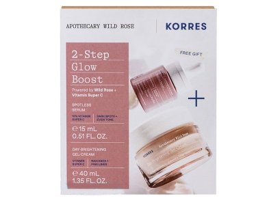 Korres Apothecary Wild Rose 2-Step Glow Boost Promo με Day-Brightening Gel-Cream Κρέμα Προσώπου Ημέρας, 40ml & Δώρο Spotless Serum Διφασικός Ορός Προσώπου για Λάμψη, 15ml, 1σετ