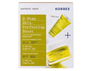 Korres Santorini Grape 2-Step Skin-Perfecting Boost Promo με Poreless Skin Cream Ενυδατική Κρέμα-Gel Ελαφριάς Υφής για Σύσφιξη Πόρων, 40ml & Δώρο Volcanic Skinreset Mask Ηφαιστειακή Μάσκα Καθαρισμού, 20ml, 1σετ