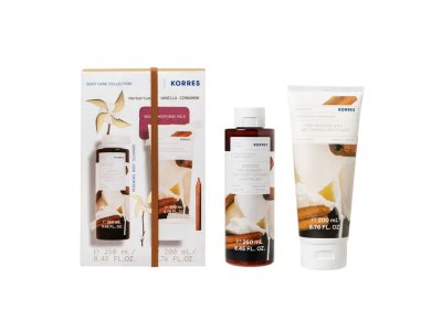 Korres Promo με Vanilla Cinnamon Ενυδατικό Αφρόλουτρο Βανίλια & Κανέλα, 250ml & Body Milk Ενυδατικό Γαλάκτωμα Σώματος Βανίλια & Κανέλα, 200ml, 1σετ