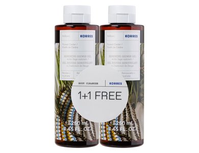 Korres Promo 1+1 Πακέτο Renewing Shower Gel Αφρόλουτρο Κέδρος, 2x250ml