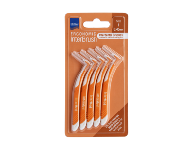 Intermed Ergonomic Interbrush Μεσοδόντια Βουρτσάκια Πορτοκαλί Size 1 - 0.45mm, 5τμχ