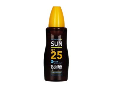 Helenvita Sun Tanning Booster Oil Spf25 Αδιάβροχο Αντηλιακό Λάδι Μεσσαίας Προστασίας, 200ml