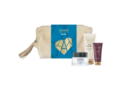 Ahava Hydration Promo Pack Hyaluronic Acid 24/7 Cream Ενυδατική Κρέμα με Υαλουρονικό Οξύ, 50ml, Detox Cleansing Gel Καθαριστικό Τζελ Προσώπου, 100ml, Vivid Burgundy Mineral Hand Cream Αναπλαστική Κρέμα Χεριών, 40ml & Νεσεσέρ, 1σετ