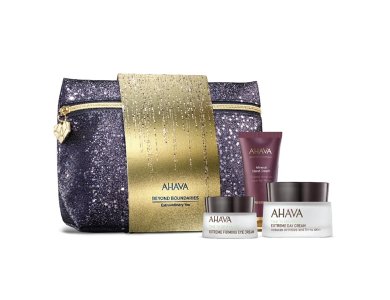 Ahava Extraordinary You X-Mas Pack Extreme Day Cream Αντιγηραντική Κρέμα Ημέρας, 50ml, Extreme Firming Eye Cream Κρέμα Ματιών, 15ml, Vivid Burgundy Mineral Hand Cream Κρέμα Χεριών, 40ml & Νεσεσέρ, 1σετ