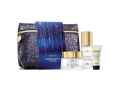 Ahava Lifting Trilogy X-Mas Pack Halobacteria Cream Θρεπτική Κρέμα Προσώπου, 50ml, Halobacteria Serum Ορός Ελαστικότητας, 30ml, Uplift Night Cream Αντιγηραντική Κρέμα Νύχτας, 15ml & Νεσεσέρ, 1σετ