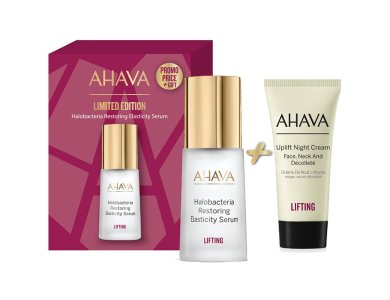 Ahava Limited Edition Halobacteria Restoring Elasticity Serum Αντιγηραντικός Ορός Προσώπου για Ελαστικότητα, 30ml & Δώρο Uplift Night Cream Επανορθωτική Κρέμα Νύχτας Προσώπου, 15ml, 1σετ